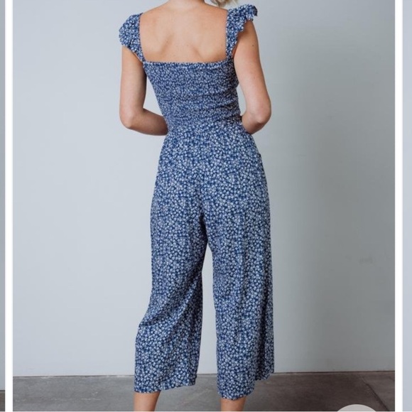 Baltic Born Hadley Smocked Jumpsuit Blue Floral - Picture 3 of 9